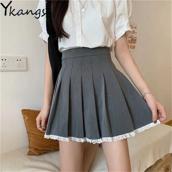 lace stitching grey pleated skirt for students women high waist college style short skirt korean kawaii skirt female lolita girl 210619, Black
lace stitching grey pleated skirt for students women high waist college style short skirt korean kawaii skirt female lolita girl 210619, Black