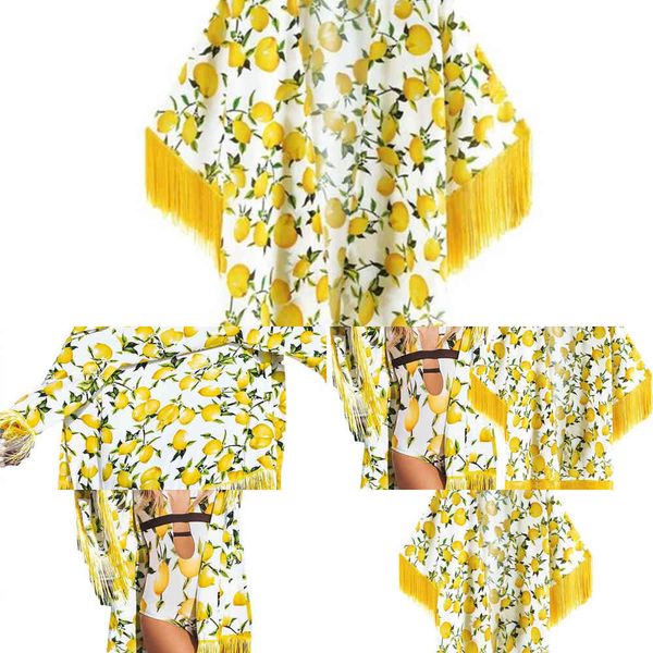 2021cover women's swimwear women yellow lemon printed beach up casual blouse bikini ups swimming robe with tassels, White;black
2021cover women's swimwear women yellow lemon printed beach up casual blouse bikini ups swimming robe with tassels, White;black