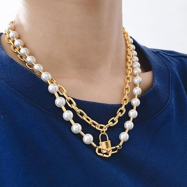 chains punk for men women necklace pearl double stainless steel korean girl gift party with logo jewelry, Silver
chains punk for men women necklace pearl double stainless steel korean girl gift party with logo jewelry, Silver