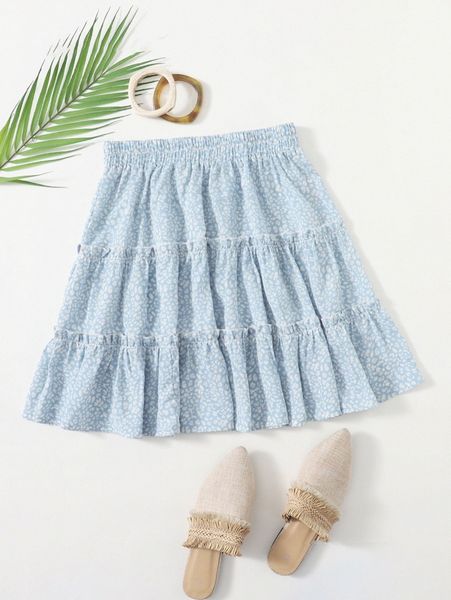 allover print frill trim skirt 36fz#, Black
allover print frill trim skirt 36fz#, Black