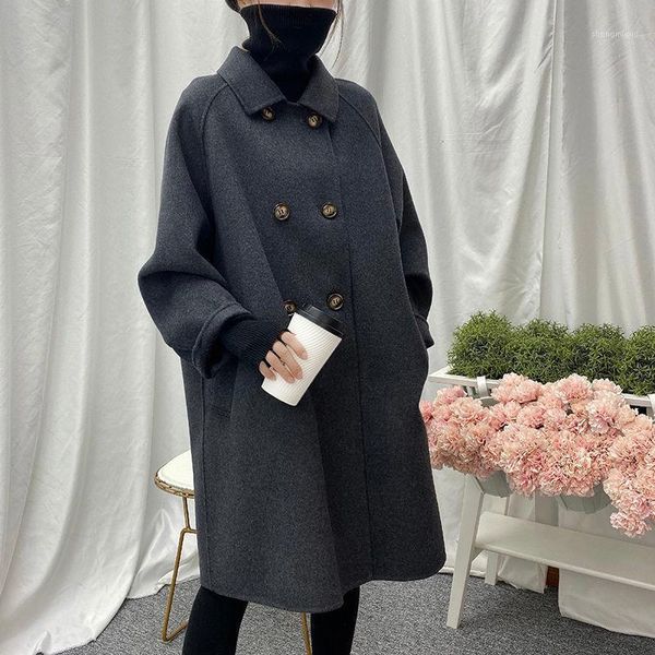 women's wool & blends 2021 autumn winter women fashion long loose coats female double-sided woolen jackets ladies casual overcoats q544, Black
women's wool & blends 2021 autumn winter women fashion long loose coats female double-sided woolen jackets ladies casual overcoats q544, Black