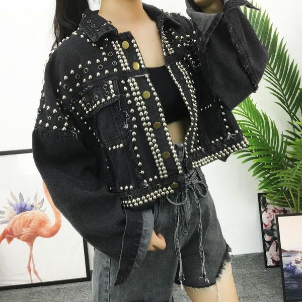 women's jackets womens and coats rivet jean denim coat spring autumn 9ct001, Black;brown
women's jackets womens and coats rivet jean denim coat spring autumn 9ct001, Black;brown