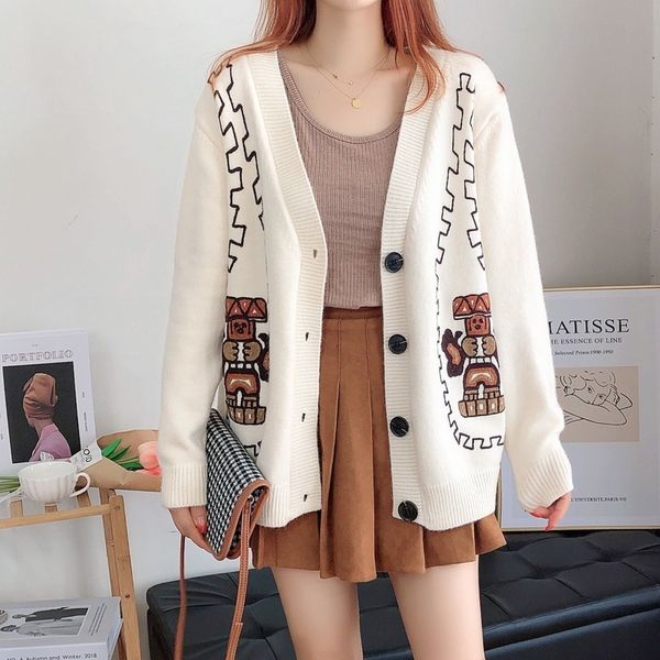 women's knits & tees autumn heavy animated robot design industry with low-necked cardigan women's sweater loose jacket 65qh, White
women's knits & tees autumn heavy animated robot design industry with low-necked cardigan women's sweater loose jacket 65qh, White