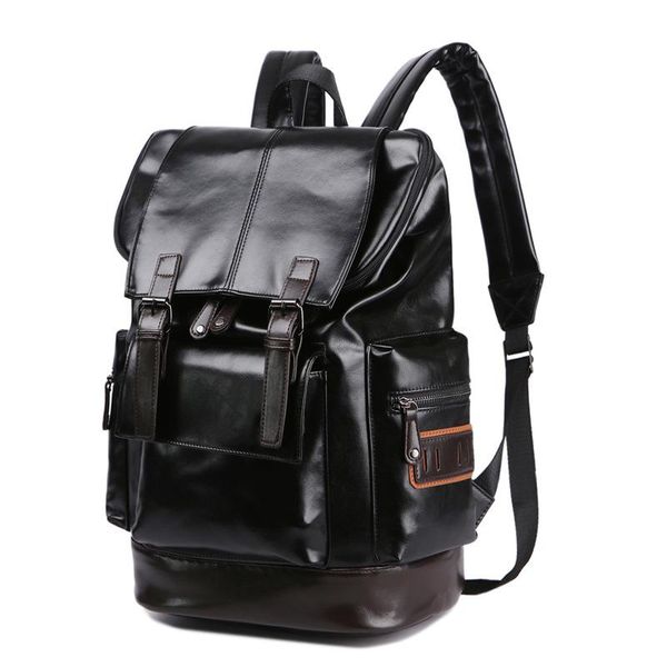 men's pu backpack fashion bag student leisure travel