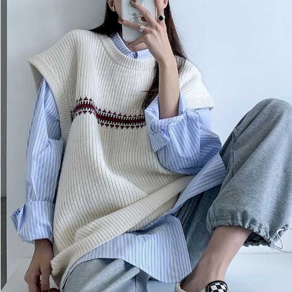 sweater vest women sweaters new prep harajuku oversize knit one-piece autumn new retro casual simple style pattern staing, Black
sweater vest women sweaters new prep harajuku oversize knit one-piece autumn new retro casual simple style pattern staing, Black