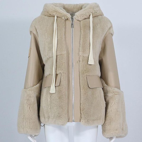 women's fur & faux menina bonita 2021 winter jacket women real coat natural rex genuine leather hooded outerwear streetwear warm, Black
women's fur & faux menina bonita 2021 winter jacket women real coat natural rex genuine leather hooded outerwear streetwear warm, Black