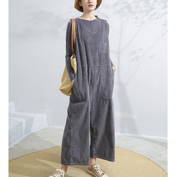 women's pants & capris scuwlinen autumn winter women artsy solid overalls casual loose straight long all-match corduroy pant s1365, Black;white
women's pants & capris scuwlinen autumn winter women artsy solid overalls casual loose straight long all-match corduroy pant s1365, Black;white