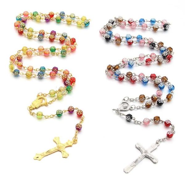 pendant necklaces fashion rose bead jesus christ cross necklace christian catholic chain pandent rosary for women clothes decoration, Silver
pendant necklaces fashion rose bead jesus christ cross necklace christian catholic chain pandent rosary for women clothes decoration, Silver