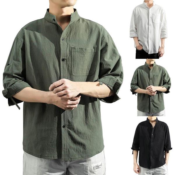 men's casual shirts shirt solid half sleeve cotton for men linen button turn-down collar pocket camisa masculina, White;black
men's casual shirts shirt solid half sleeve cotton for men linen button turn-down collar pocket camisa masculina, White;black