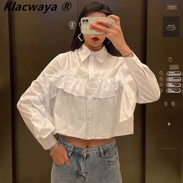 za women's shirt long sleeve lapel solid color grace ruffles laminated decoration lady blouses spring summer 210521, White
za women's shirt long sleeve lapel solid color grace ruffles laminated decoration lady blouses spring summer 210521, White