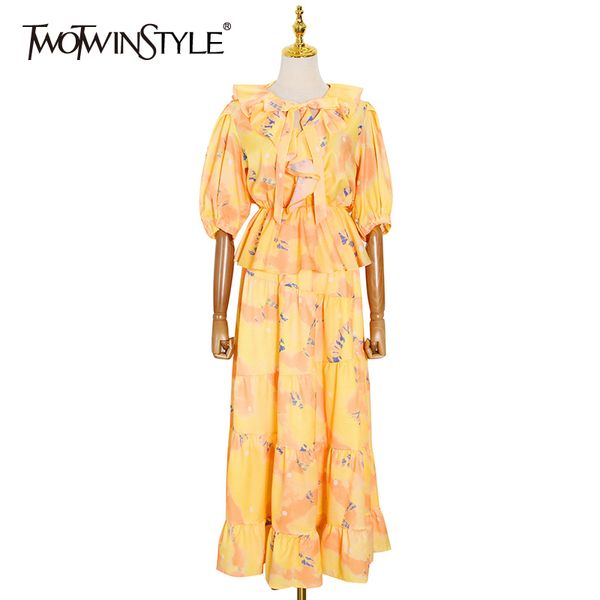 vintage two piece set for women o neck puff sleeve high waist hit color skirt slim sets female clothes new 210428, White
vintage two piece set for women o neck puff sleeve high waist hit color skirt slim sets female clothes new 210428, White