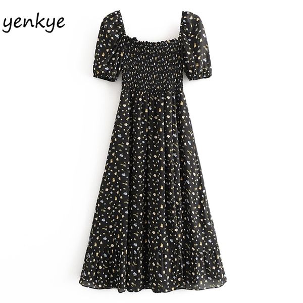 vintage floral print dress women puff sleeve square neck slits a-line chiffon dresses summer elegant party vestidos mujer 210514, Black;gray
vintage floral print dress women puff sleeve square neck slits a-line chiffon dresses summer elegant party vestidos mujer 210514, Black;gray