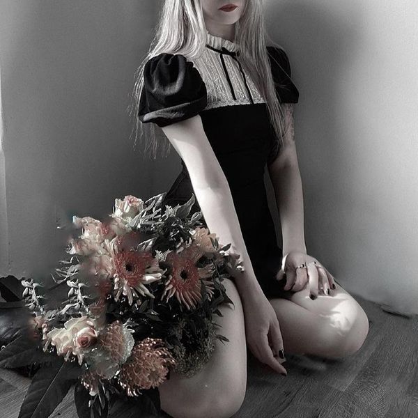 casual dresses contrast color preppy gothic lace patchwork women short sleeve dress high waist boho punk mini, Black;gray
casual dresses contrast color preppy gothic lace patchwork women short sleeve dress high waist boho punk mini, Black;gray