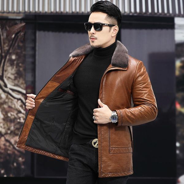 men's leather & faux 2021 natural sheep skin collar lapel mulberry silk liner mid-length style black genuine men jackets winter
men's leather & faux 2021 natural sheep skin collar lapel mulberry silk liner mid-length style black genuine men jackets winter