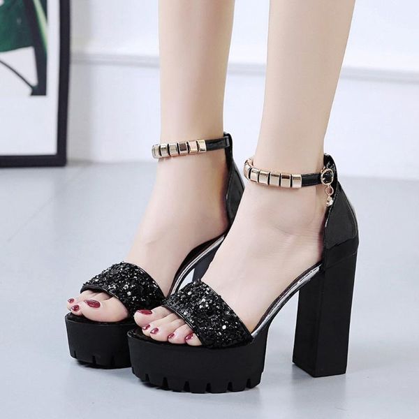 women platform shoes summer sandals sequins bling party wedding woman thick high heels ladies ankle strap sandalias, Black
women platform shoes summer sandals sequins bling party wedding woman thick high heels ladies ankle strap sandalias, Black