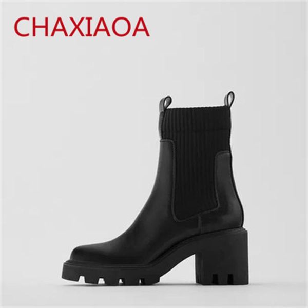 boots 2021 leather sock patchwork women ankle autumn winter chunky heels ladies platform shoes slip on female black
boots 2021 leather sock patchwork women ankle autumn winter chunky heels ladies platform shoes slip on female black
