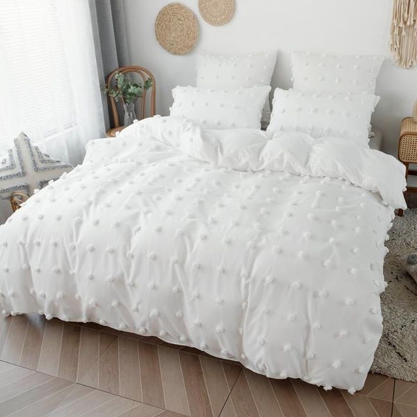 bedding sets white color simple jacquard duvet cover set with pillowcase plush small ball decorative us eu full king size
bedding sets white color simple jacquard duvet cover set with pillowcase plush small ball decorative us eu full king size