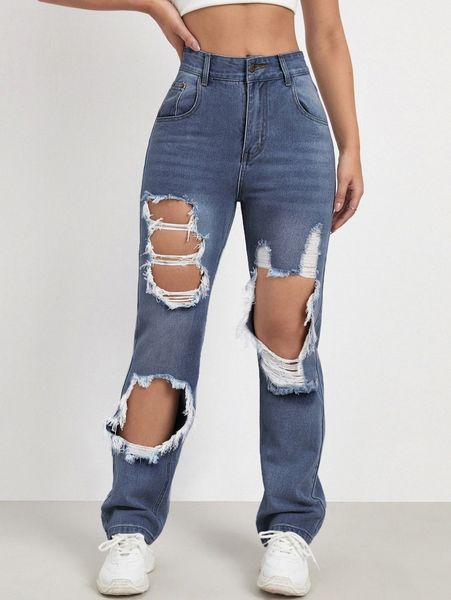 light washed cat's whiskers ripped jeans g3pd#, Blue
light washed cat's whiskers ripped jeans g3pd#, Blue