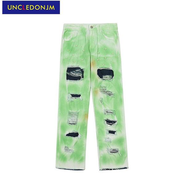 men's jeans uncledonjm high street ripped hip hop pleated flare pants for men kpop clothes green denim c088, Blue
men's jeans uncledonjm high street ripped hip hop pleated flare pants for men kpop clothes green denim c088, Blue