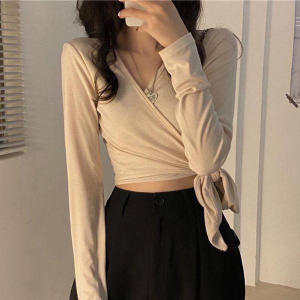 korean v-neck solid t shirt women clothing ins hipster spring autumn bandage long sleeve ladies crop lace-up tees slim women's t-shirt, White
korean v-neck solid t shirt women clothing ins hipster spring autumn bandage long sleeve ladies crop lace-up tees slim women's t-shirt, White