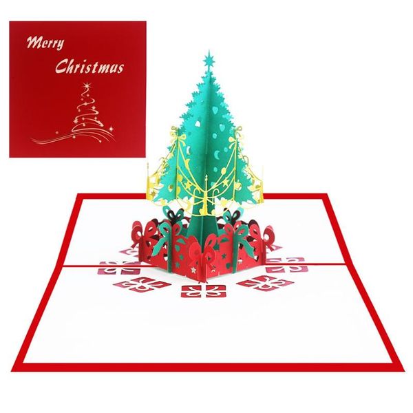 greeting cards 3d up card decorations christmas tree greetings holiday for xmas year baby gifts handmade