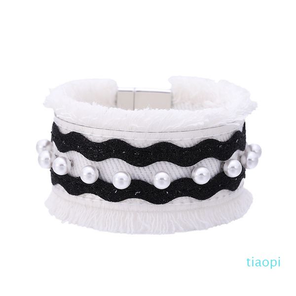 jewelry fashion women's bracelet bohemian denim fabric pearl tassel wide edge, Black
jewelry fashion women's bracelet bohemian denim fabric pearl tassel wide edge, Black