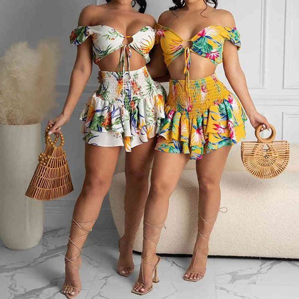 women summer chiffon floral print chest wrap lace up & pleated mini skirt two piece set skirt set 210521, White
women summer chiffon floral print chest wrap lace up & pleated mini skirt two piece set skirt set 210521, White