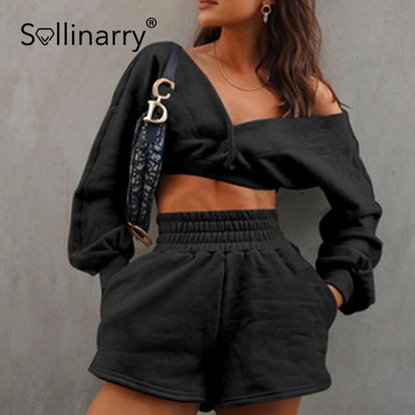 women's tracksuits sollinary 2021 causal short sets women fashion two piece long sleeve off shoulder hoodie and high waist pant, Gray
women's tracksuits sollinary 2021 causal short sets women fashion two piece long sleeve off shoulder hoodie and high waist pant, Gray