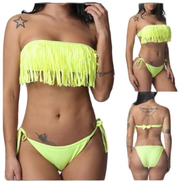 women's swimwear 2021 european and american style multicolor fringed fashion split bikini solid color ladies swimsuit, White;black 
women's swimwear 2021 european and american style multicolor fringed fashion split bikini solid color ladies swimsuit, White;black