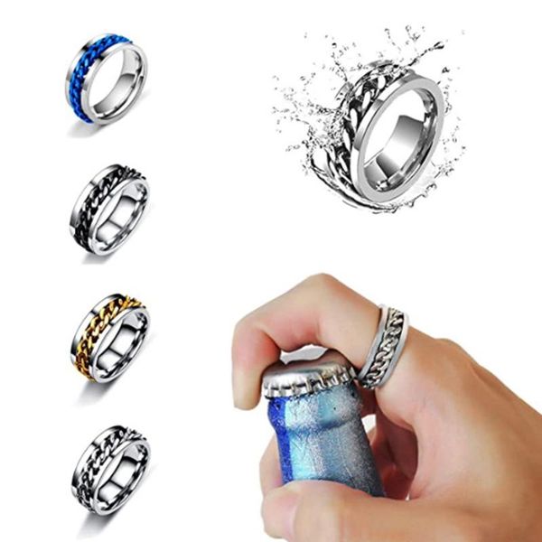 wedding rings cool stainless steel rotatable men ring spinner chain punk ladies jewelry for party gift, Slivery;golden
wedding rings cool stainless steel rotatable men ring spinner chain punk ladies jewelry for party gift, Slivery;golden