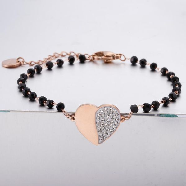charm bracelets vintage black crystal beads heart bracelet for female stainless steel adjustable gift friend trendy 2021, Golden;silver
charm bracelets vintage black crystal beads heart bracelet for female stainless steel adjustable gift friend trendy 2021, Golden;silver