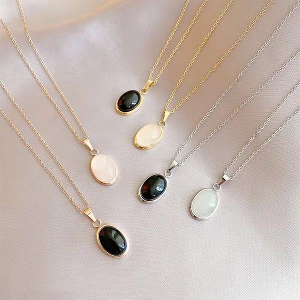 black white pendants titanium steel silver rose gold necklaces 6models option jewelry for women new year gift with box
black white pendants titanium steel silver rose gold necklaces 6models option jewelry for women new year gift with box