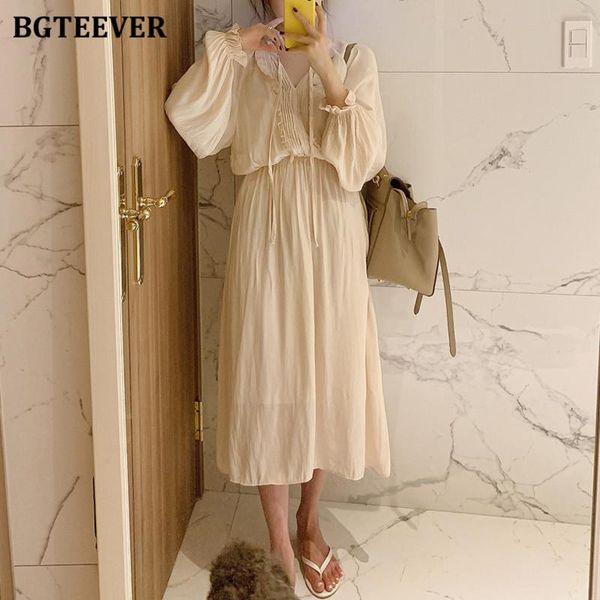 casual dresses bgteever elegant lace-up v-neck midi dress women ruffles flare sleeve female a-line 2021 ruched vestidos femme, Black;gray
casual dresses bgteever elegant lace-up v-neck midi dress women ruffles flare sleeve female a-line 2021 ruched vestidos femme, Black;gray
