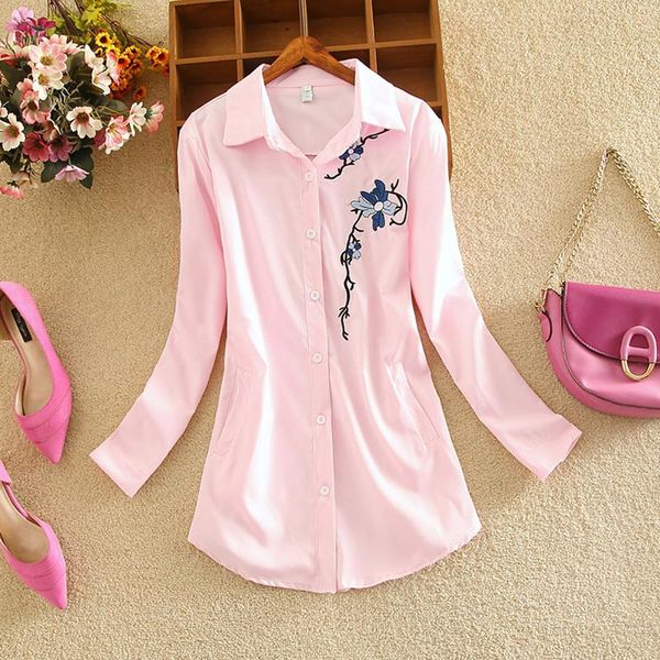 women's blouses & shirts embroidered flowers chiffon long-sleeve women mid-length fashion korean female blouse 2021spring autumn, White
women's blouses & shirts embroidered flowers chiffon long-sleeve women mid-length fashion korean female blouse 2021spring autumn, White