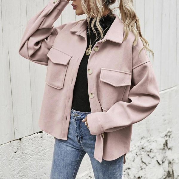 women's jackets europe america autumn winter 2021 lapel long-sleeved single-breasted thick solid color shirt woolen loose jacket women, Black;brown
women's jackets europe america autumn winter 2021 lapel long-sleeved single-breasted thick solid color shirt woolen loose jacket women, Black;brown