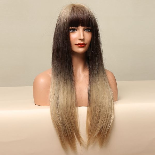 long straight synthetic wigs brown blonde ombre wigs for women natural hair wigs with bangs heat resistant cosplay wigfactory direct, Black
long straight synthetic wigs brown blonde ombre wigs for women natural hair wigs with bangs heat resistant cosplay wigfactory direct, Black