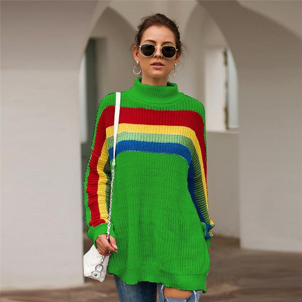 women's sweaters turtleneck patchwork warm women sweater rainbow loose pullover 2021 autumn winter casual jumper female wld769, White;black
women's sweaters turtleneck patchwork warm women sweater rainbow loose pullover 2021 autumn winter casual jumper female wld769, White;black