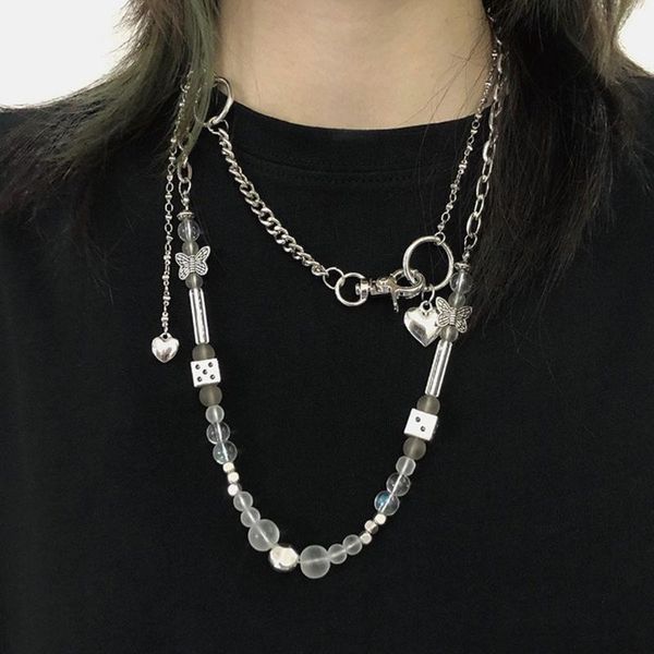 punk rock butterfly skull adjustable choker lucky dice beaded stainless steel chain necklace fashion streetwear jewelry chains, Silver
punk rock butterfly skull adjustable choker lucky dice beaded stainless steel chain necklace fashion streetwear jewelry chains, Silver