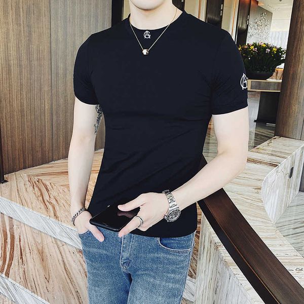 summer t shirt men short sleeve solid color casual slim t-shirt streetwear embroidery round neck t-shirt tee clothes 210527, White;black
summer t shirt men short sleeve solid color casual slim t-shirt streetwear embroidery round neck t-shirt tee clothes 210527, White;black