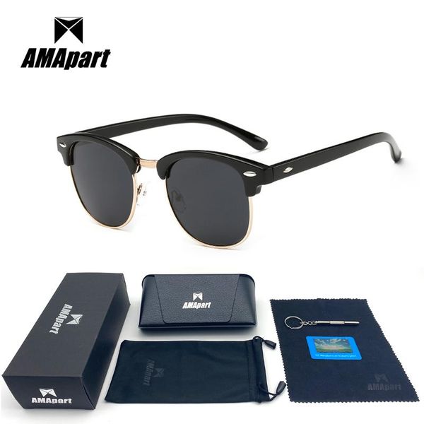 sunglasses amapart polarized for men women driving fishing sports outdoors uv400 protection anti-glare, White;black