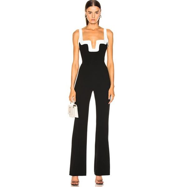 summer women's fashion bandage jumpsuits club vestidos black and white patchwork backless ladies bodycon 210507, Black;white
summer women's fashion bandage jumpsuits club vestidos black and white patchwork backless ladies bodycon 210507, Black;white