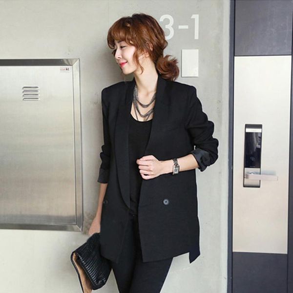women's suits & blazers women blazer 2021 solid long style black jacket and female notched collar elegant fashion, White;black
women's suits & blazers women blazer 2021 solid long style black jacket and female notched collar elegant fashion, White;black