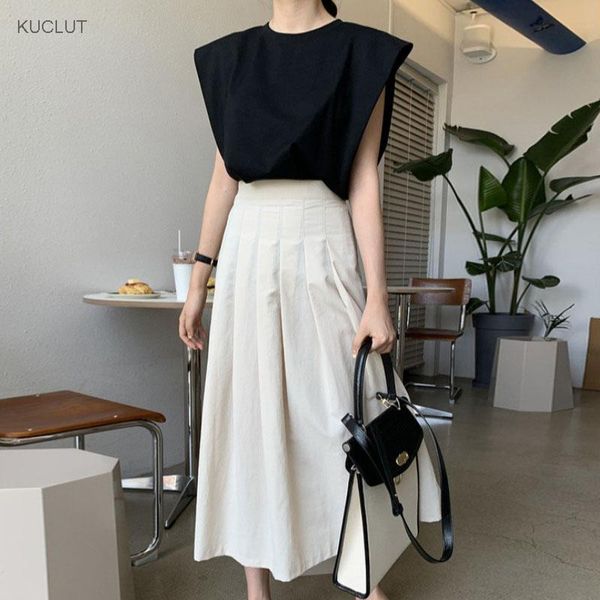 skirts korean chic summer fashion flying sleeve loose + high waist pleated skirt suit for women, Black
skirts korean chic summer fashion flying sleeve loose + high waist pleated skirt suit for women, Black