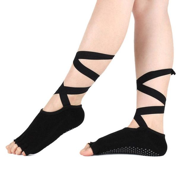 sports socks 1 pair women cotton yoga with cross belt silicone dots non slip skid antiskid dance ballet fitness, Black
sports socks 1 pair women cotton yoga with cross belt silicone dots non slip skid antiskid dance ballet fitness, Black