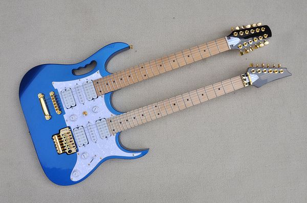 factory custom metal blue double neck black electric guitar with 6+12 strings guitar,gold hardware,maple fretboard,offer customized
factory custom metal blue double neck black electric guitar with 6+12 strings guitar,gold hardware,maple fretboard,offer customized