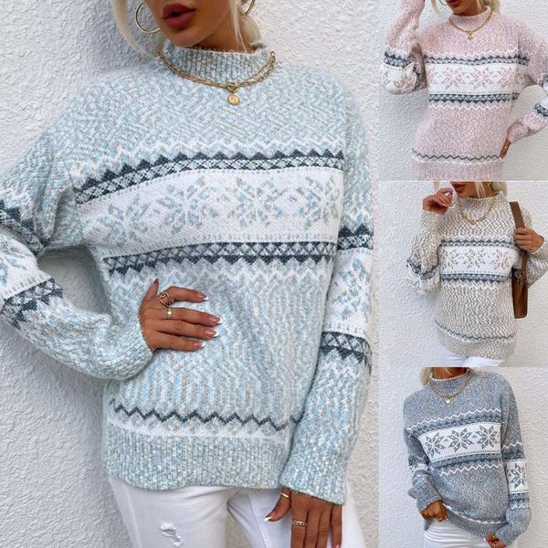 women's sweaters round neck sweater snowflake half turtleneck christmas fashion street wear casual loose long sleeve top, White;black
women's sweaters round neck sweater snowflake half turtleneck christmas fashion street wear casual loose long sleeve top, White;black