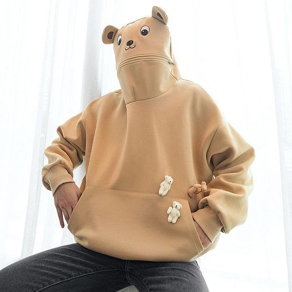 women's hoodies & sweatshirts harajuku korean style loose bear pullover long sleeve hooded women frog hoodie zipper pocket 2021 cute ca, Black
women's hoodies & sweatshirts harajuku korean style loose bear pullover long sleeve hooded women frog hoodie zipper pocket 2021 cute ca, Black