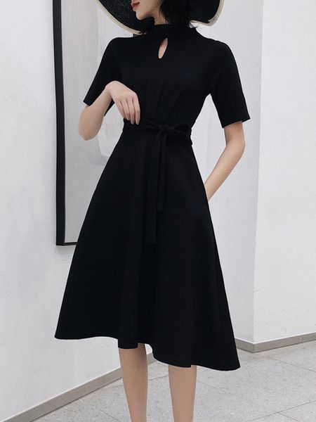vintage hepburn style black dress at knee height meager half sleeve line tracks dressed spring summer, Black;gray
vintage hepburn style black dress at knee height meager half sleeve line tracks dressed spring summer, Black;gray