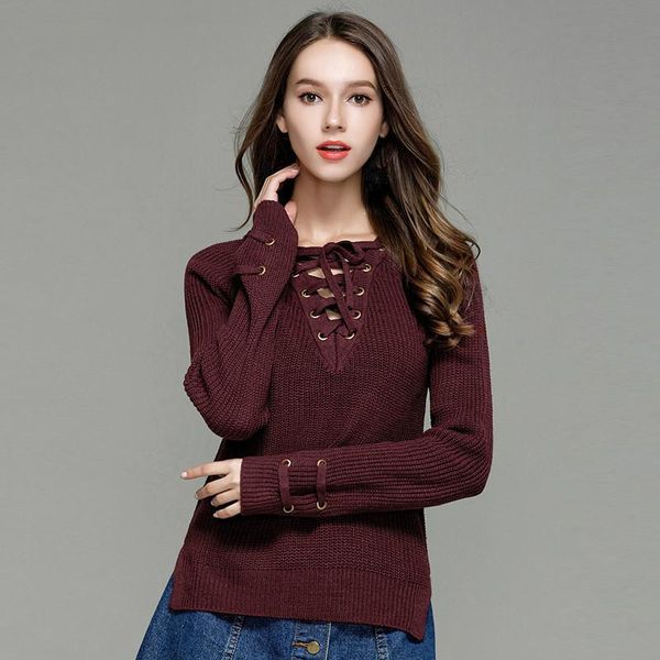 women's sweaters girls autumn thin knitted ladies fashion spring v-neck long sleeve lace up big size red wine sweater pullover women kn, White;black
women's sweaters girls autumn thin knitted ladies fashion spring v-neck long sleeve lace up big size red wine sweater pullover women kn, White;black