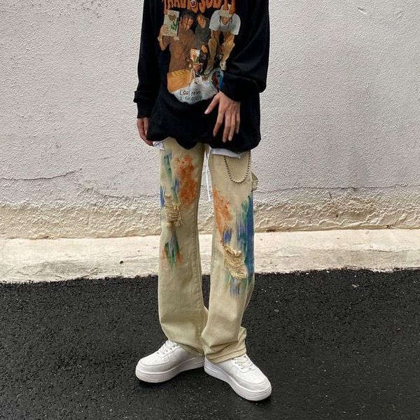 men's pants ink graffiti trousers men straight autumn fashion high street hip hop style vintage ripped casual loose jeans trend, Black
men's pants ink graffiti trousers men straight autumn fashion high street hip hop style vintage ripped casual loose jeans trend, Black